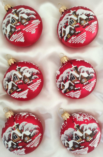 Sada vánočních medailonů ČERVENÁ VÍSKA 6 ks 